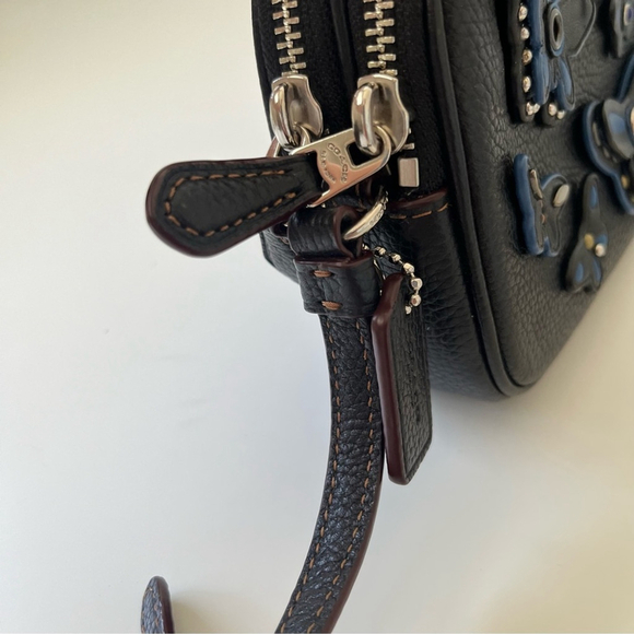 Coach Butterfly Applique Black Blue Butterfly Leather with cards, coins, id case - Picture 4 of 11